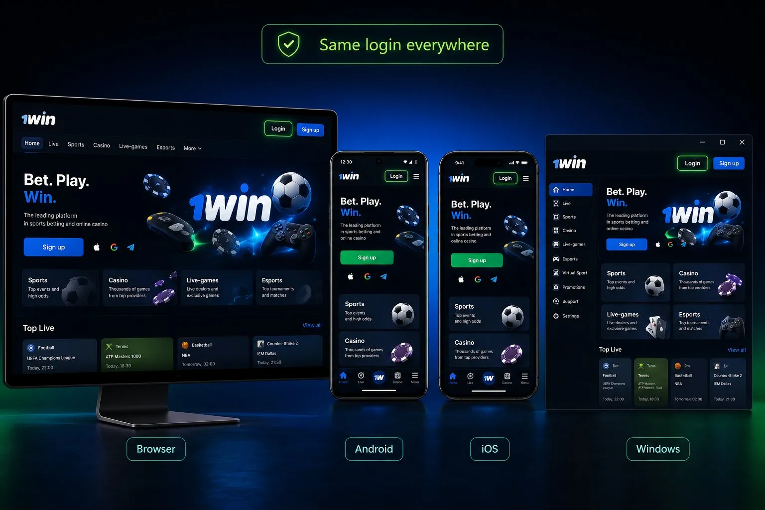 1Win login — single account access to casino, sports and crash games
