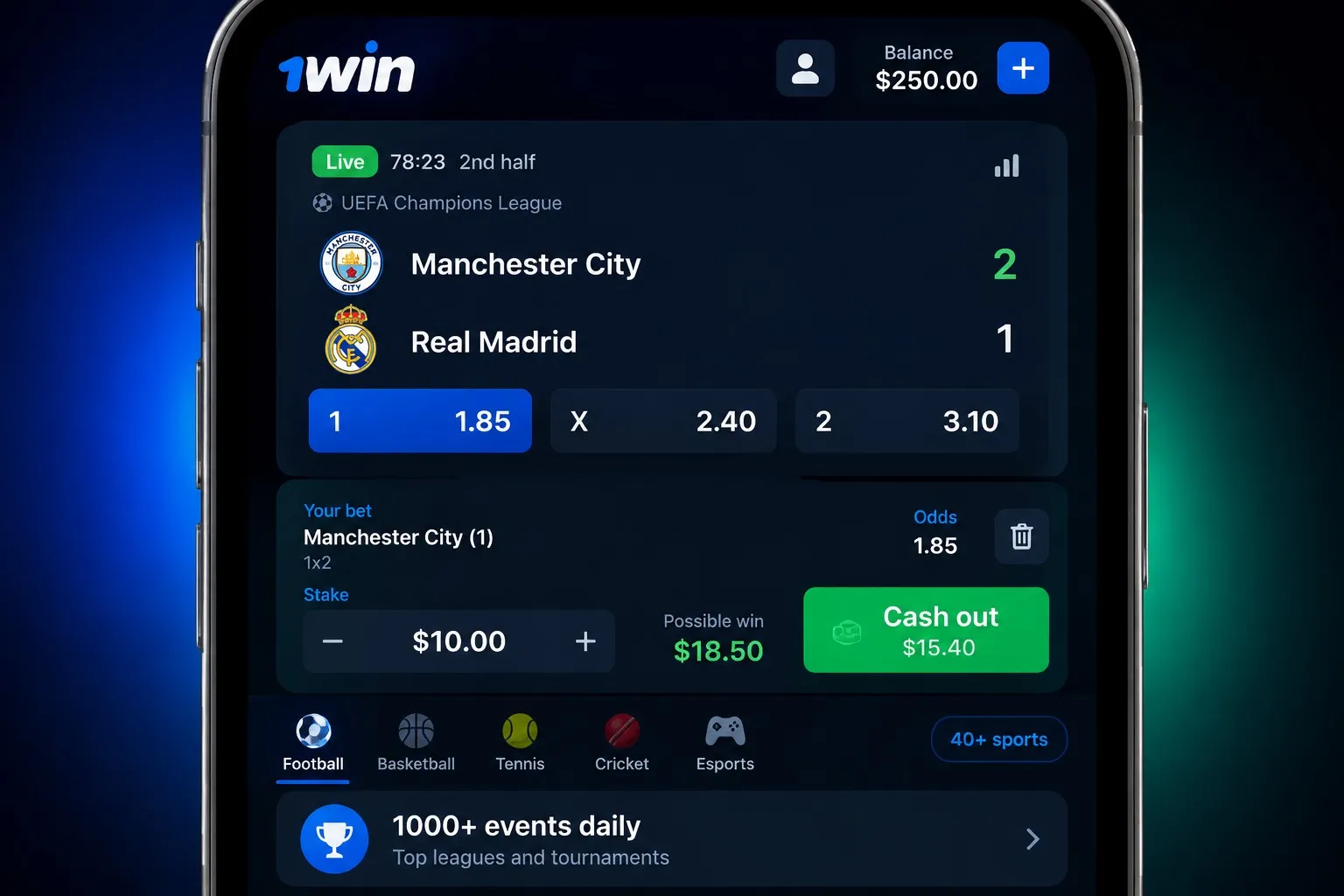 1Win bet — sports betting markets and live odds