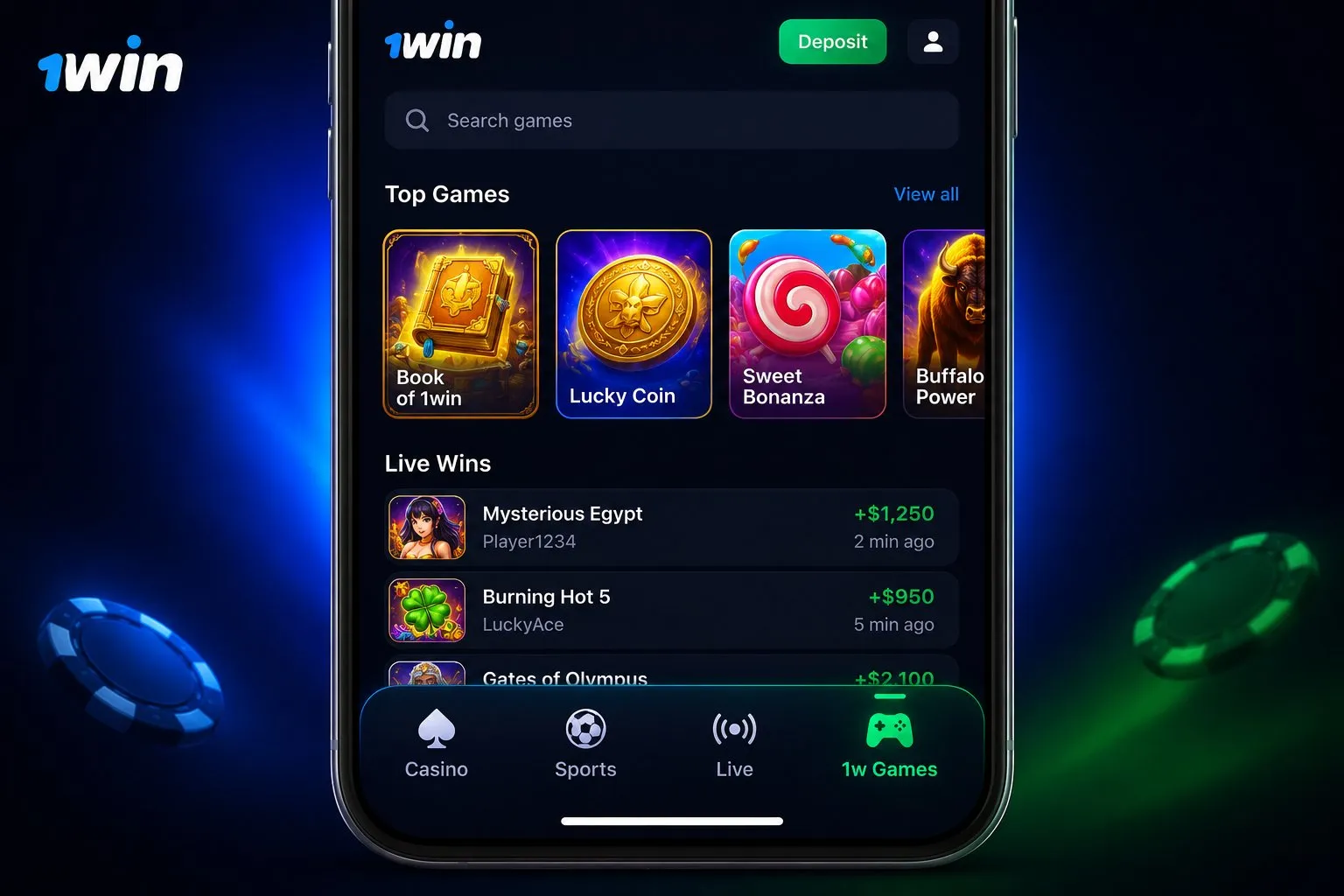 1Win app — main functions and navigation across sections